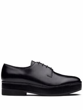 $1,170 PRADA- Black Leather PLATFORM Oxfords- 9 US (8 Prada)